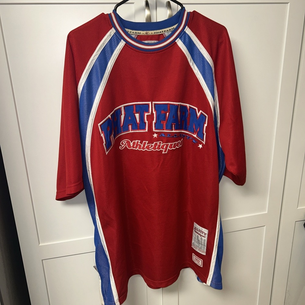 Phat Farm Athletiques All City 1992 Jersey Mens 2XL XXL Red White Blue